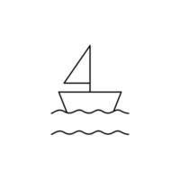 bateau, modèle de logo d'illustration vectorielle d'icône de fine ligne de voilier. adapté à de nombreuses fins. vecteur