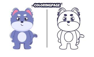 chat mignon drôle avec livre de coloriage adapté aux enfants vecteur