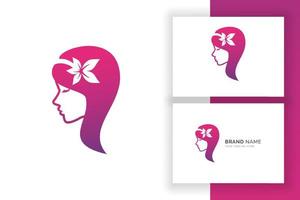 beauté femme tête silhouette modèle de conception de logo vecteur