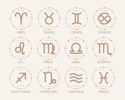 signes et symboles du zodiaque. illustrations vectorielles d'astrologie vecteur