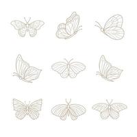 ensemble de papillons dessinés à la main. illustration vectorielle vecteur