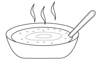 assiette de soupe chaude dessinée à la main. un déjeuner copieux qui redonne des forces. croquis de griffonnage. illustration vectorielle vecteur