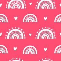 joli motif rose harmonieux avec des arcs-en-ciel scandinaves et des coeurs pour vêtements pour enfants, baby shower, saint valentin, scrapbooking.