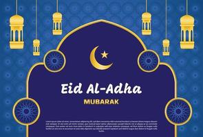 joyeux eid al-adha salutation fond avec la couleur bleue. conception pour le modèle de couverture. vecteur