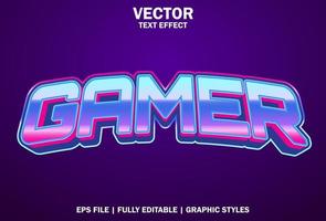 effet de texte gamer avec couleur violette pour le logo. vecteur