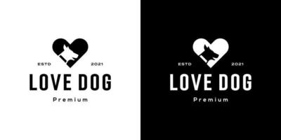 modèle de conception de vecteur de logo de chien d'amour