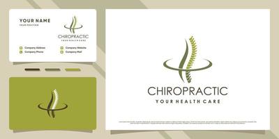 création de logo chiropratique pour thérapie de massage avec vecteur premium de modèle de carte de visite