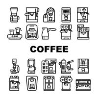 machine à café, barista, équipement, icônes, ensemble, vecteur