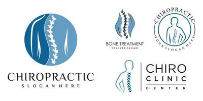 collection de conception de logo de jeu d'icônes chiropratiques pour la thérapie de massage avec vecteur premium de concept unique