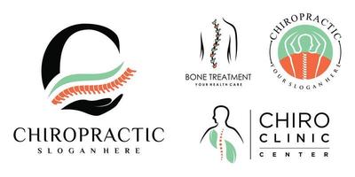 collection de conception de logo de jeu d'icônes chiropratiques pour la thérapie de massage avec vecteur premium de concept unique
