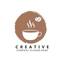 vecteur de logo de plante de grain de café pour illustration de conception de boisson au café