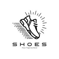 conception de logo de chaussure de baskets, illustration vectorielle de chaussures tendance pour les jeunes, concept funky simple vecteur