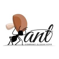 conception de logo de fourmi, illustration vectorielle d'équipe et d'animaux de travail compacts vecteur