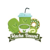 illustration vectorielle du logo matcha de plante verte faite comme boisson matcha ou dessert matcha, conception de thé vert vecteur