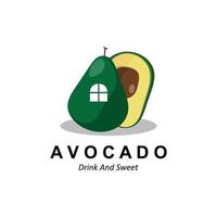 illustration vectorielle du logo de fruit d'avocat fruit frais de couleur verte, disponible sur le marché peut être pour le jus de fruit ou pour la santé du corps, conception de sérigraphie, autocollant, bannière, entreprise de fruits vecteur