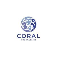 modèle de vecteur de conception d'icône de logo de corail