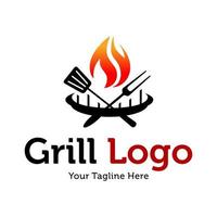 modèle de vecteur de conception de logo grill chaud