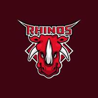 mascotte de rhinocéros. illustration vectorielle, modèle de logo de sport. vecteur