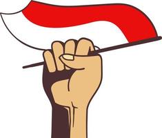 drapeau indonésien avec pose de la main vecteur