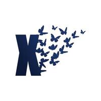 initiale x papillon liberté vecteur