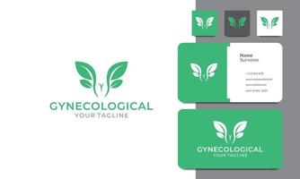 logo gynécologique avec feuille, reproducteur féminin, cancer, lotus, santé, médecin expert. pour la chirurgie médicale