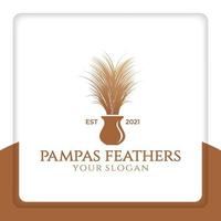 vecteur de conception de logo de plumes de pampa. pour la décoration, l'intérieur et le mariage