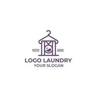 vecteur de conception de logo de blanchisserie, vêtements, cintre, laveuse.