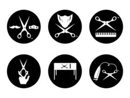 icône de salon de coiffure noir et blanc vecteur