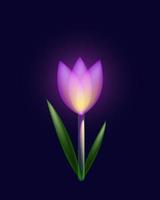 crocus néon. fleurs de printemps, plantes, nature, mars. illustration vectorielle dans un style néon pour bannières, affiches, conceptions de flyers.