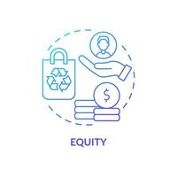 icône de concept de dégradé bleu d'équité. propriété émergente de l'illustration de la ligne mince de l'idée abstraite de l'économie circulaire. gestion durable des matériaux. dessin de contour isolé. vecteur