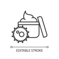 icône de glyphe noir de produit de soin de la peau expiré. contient des toxines. la crème gâtée provoque une irritation. illustration de la ligne mince. symbole de contour. dessin de contour vectoriel. trait modifiable. vecteur
