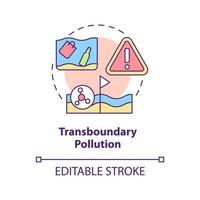 icône de concept de pollution transfrontalière. catégorie de contamination de l'eau idée abstraite illustration de la ligne mince. écosystème endommagé. dessin de contour isolé. trait modifiable. vecteur