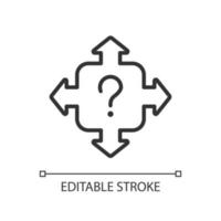 icône linéaire de direction. choisir la bonne voie. résoudre une tâche et chercher une réponse. Service d'information. illustration de la ligne mince. symbole de contour. dessin de contour vectoriel. trait modifiable. vecteur
