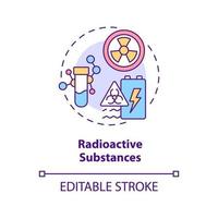 icône de concept de substances radioactives. la contamination de l'eau cause une illustration de ligne mince d'idée abstraite. Retombées radioactives. dessin de contour isolé. trait modifiable. vecteur