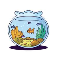 aquarium et poisson dessinés à la main vecteur