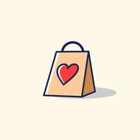 amour shopping sac logo design illustration vectorielle vecteur