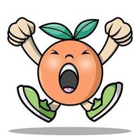 dessin animé orange mignon sautant de joie vecteur