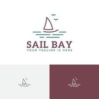 voilier baie plage côte mer tour voyage ligne style logo vecteur