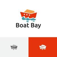 bateau navire baie côte mer océan tour voyage aventure logo vecteur