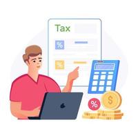 une illustration plate modifiable de collecte de taxes vecteur