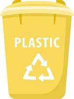 poubelle pour objet vectoriel de couleur semi plat de déchets plastiques