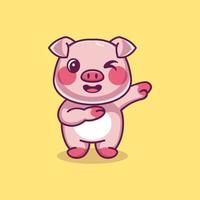 mignon, cochon, tamponner, dessin animé, vecteur, icône, illustration vecteur