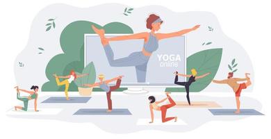 Cours de yoga fitness sur Internet pour l'entraînement à domicile vecteur