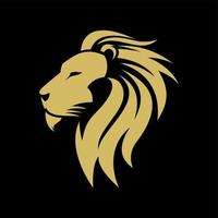 tête de lion logo doré vecteur