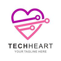 logo coeur technologique vecteur