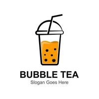 logo de thé à bulles vecteur