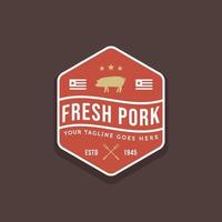 logo de magasin de viande de boucherie de porc rétro vintage vecteur