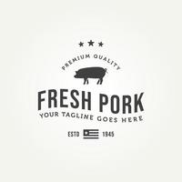 logo de magasin de viande de boucherie de porc rétro vintage vecteur