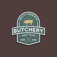 logo d'insigne de magasin de viande de porc de boucherie rétro vintage