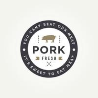logo d'insigne de magasin de viande de boucherie de porc vintage
